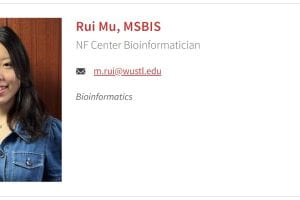 Rui Mu joins the NF Center as a Bioinformatic Specialist in the Gutmann Laboratory
